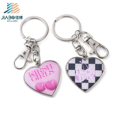 China Custom Manufacturer Stock Heart Shaped Jiabo Mold Metal With Epoxy Key Chain Key Ring for sale