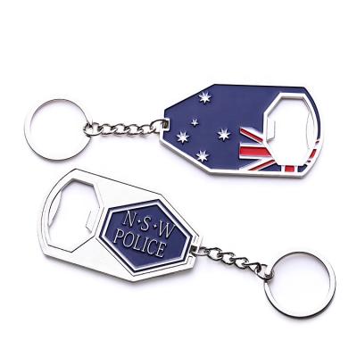 China Decorative Custom Flag Beer Opener Key Ring Key Chain /metal key chain and bottle opener for sale