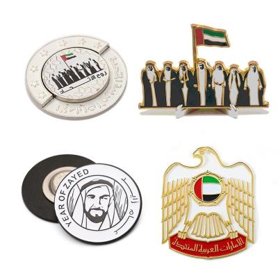 China Custom Magnetic Jiabo UAE Eagle National Day Lapel Pin Badge Nautical Metal UAE Flag Badges for sale