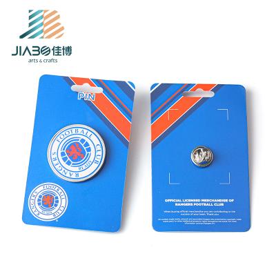 China Europe Customized Club Badges Soccer Football Logos Color UV Printing Lapel Pins With Paper Card for sale