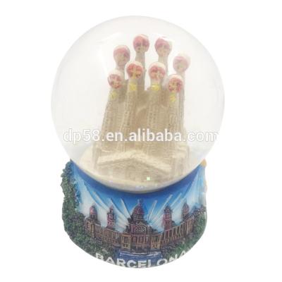 China Europe Barcelona Resin Hand Paint Souvenir Water Ball for sale