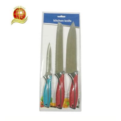 China Viable Colorful Soft Handle 3PCS High Quality Stainless Steel Kitchen Knife Set for sale