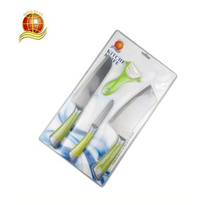 China High Quality Viable Handle 4pcs Colorful Plastic Kitchen Knife Set With Ceramic Peeler for sale