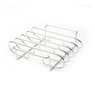 China Large Easily Cleaned Rib Rack for Smoking and Grilling - BBQ Rib Rack Stainless Steel - Holds 4 Full Racks of Ribs for sale