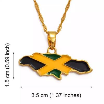 China Wholesale Stainless Steel Necklace Factory Country Map Flag Necklace Gold Plated Geometric Map Flag Stainless Steel Jewelry Jamaica Pendant Choker for sale