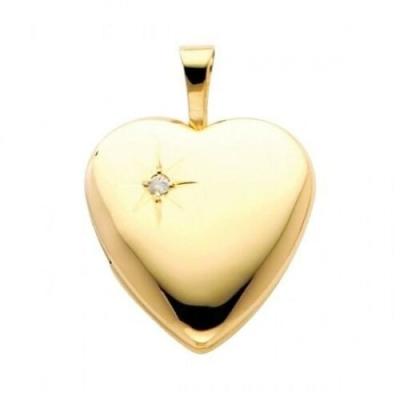 China CLASSIC Genuine 14k Gold CZ Accent Plain Photo Pendant Heart Charm Pendant for sale