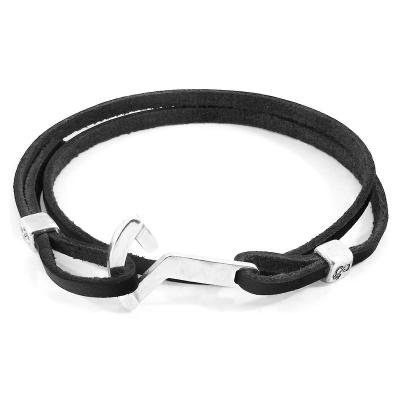 China Simple Rope Stainless Steel Leather Bracelet Titanium Steel Bracelet Wholesale Other Retro Men's Fashion for sale