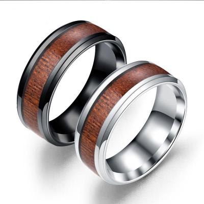 China Abalone Shell Ring High Quality Stainless Steel Men's Titanium Koa Tungsten Wood Band Rings 8MM for sale