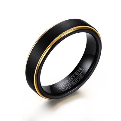 China TUNGSTEN Ring High Quality Two Tone 4MM Matte Finished Ring 5MM Gold Tungsten Steel Wedding Rings for sale