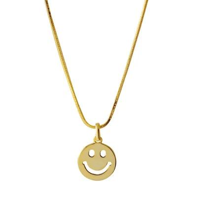 China Tiny Necklace For Women Custom Tiny Tasty 18K Gold Plated Stainless Steel Non Tarnish Jewelry Smile Chain Happy Face Pendant Necklace For Women for sale