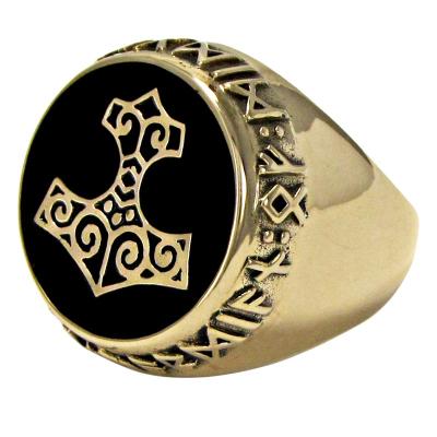 China Big Thunder Ring 316L Stainless Steel Hammer Bronze Seal Men's Ring Simple Fashion Jewelry for sale