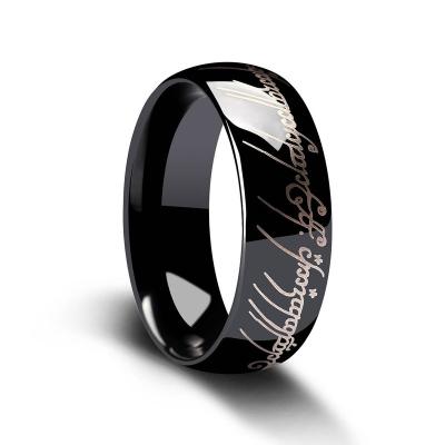 China Men's Tungsten Steel Ring Wholesale Engraving High Polished Tungsten Steel Ring Black Single Finger Ring for sale