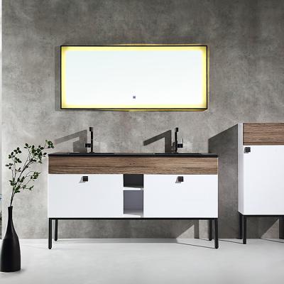 China High Quality Environmentally Friendly Hot Selling Modern Mirrored Bathroom Cabinet Double Sink Vanity Bathroom Cabinet for sale