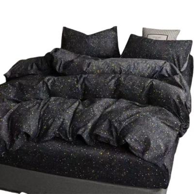 China Nondisposable black and white cotton four-piece cotton plaid bed sheet and comforter cover for sale