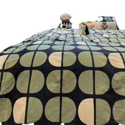 China Nondisposable Nordic Simple Green Polka Dot Four-Piece Bed Set Cotton Quilt Cover Sheet for sale