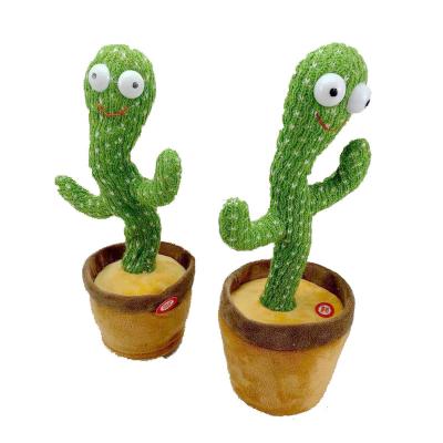 China Sing To Cactus Toy Dancing Singing 120 Talking Filling Recording Plush Funny Transceiver Lighting Dancing Cactus for sale