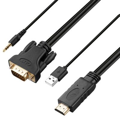 China Portable High Quality 1.8M Cheap Price HDMI To VGA Adapter Male To Male HDMI Adapter Converter Audio Video Cable for sale