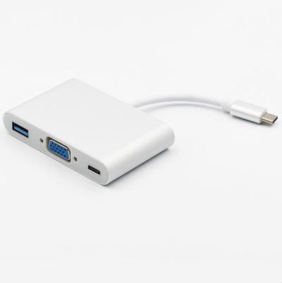 China Macbook Kuyia Type C to USB3.0+VGA+Type C Converter Male to Female Apply to Macbook and HUWEI/MI/Thinkpad for sale