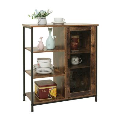 China Wooden Home Kitchen Simple Retro With Divider Floor Adjustable Storage Cabinet 0229 for sale