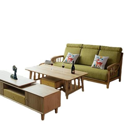 China Nordic Single Double Sofa Bed Living Room Solid Wood Combination Triple Corner Sofa 0285 for sale