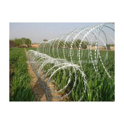 China Sharp/Strong/Easy to Install Quality Guarantee Cross Razor Iron Wire Razor Barbed Wire Agricultural Fence Coil for sale