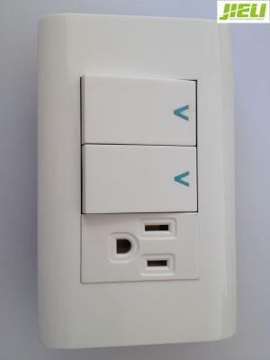 China PC / ABS Electrical Wall Switch 86 x 118 With Two Gang And 3 Pole for sale