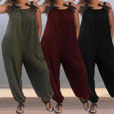 China Amazon QUICK DRY newcomer tailored solid casual jumpsuit pants rompers one set for women for sale