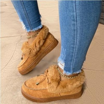 China Anti-skid Winter Fancy Boots Women Shoes Flat Women Ankle Boots Warm Fur Boots For Women for sale