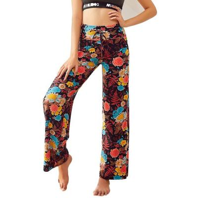 China Breathable Custom Printed Lounge Butter Soft Pants For Women Drawstring Palazzo Casual Pajama Pants For Women for sale