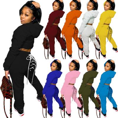 China 2021 Fashion Women's Clothing Wholesale QUICK DRY Sweatpants And Hoodie Set Tracksuit Autumn Women Two Piece Sets for sale