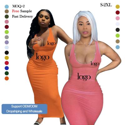 China 2021 Fashion Pencil Casual Dress Breathable Women Dress Fitness Bodycon Solid Maxi Dresses Summer Sundress for sale