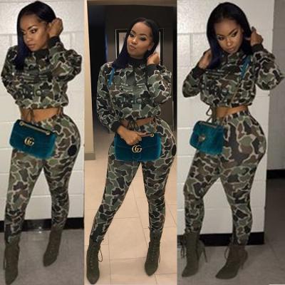 China Anti-wrinkle Crop Top Two Piece Shorts Pants Sets Long Sleeve Ladies Two Piece Pant Sets Women Sport Tracksuit Set for sale