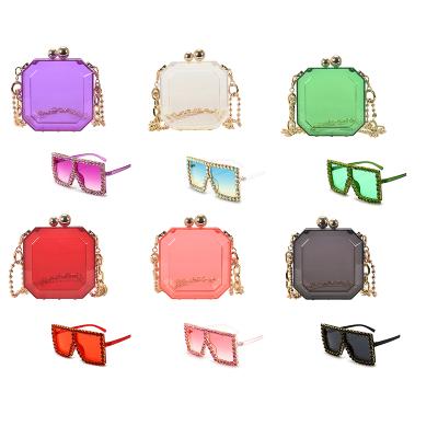 China Fashion Factory Hot Sale Trendy Acrylic Purse Bags Ladies Shades Sunglasses Set Jelly Bag Purse Set Matching Women Handbags for sale