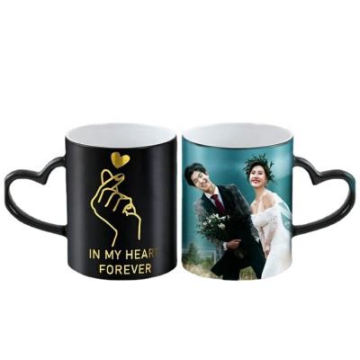 China Creative Sublimation Mugs Durable Wedding Porcelain Heat Transfer Printing Black Custom Coffee Mug for sale