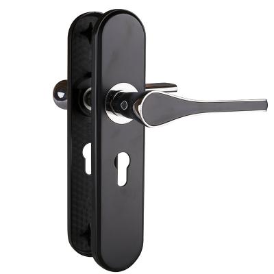 China Factory Direct Sales 2022 Modern Luxury Matt Black Zinc Alloy Entrance Door Handle Lock Set for sale