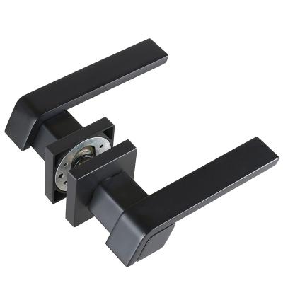 China Modern Good Quality New Arrivals Metal Matt Black Straight Lever Door Lock Handle Set for sale