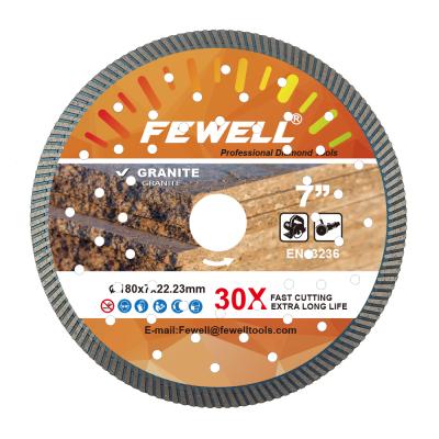 China High grade Diamond Power 180*2.2/1.6*7*110*22.23 7inch hot press turbo diamond saw blade for dry cutting granite for sale