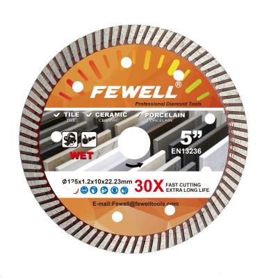 China Tiles And Bricks 125*1.2/0.8*10*78T*22.23mm 1.2mm Thickness 10mm Size Hot Press Diamond Saw Blade For Cutting Ceramic Tile for sale