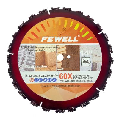 China Fast Cut 14inch Mltifunction 350x25.4/22.23mm+pin Hole Carbide Cluster Saw Blade With Silent Line For Cutting Concrete Wood Brick for sale