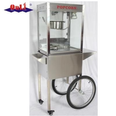 China Snack Factory 8 Oz Stainless Steel Electric Popcorn Machine With Trolley CE Certificated for sale