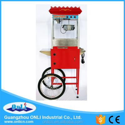 China Snack Factory 8 Ounce Ce Approval Mobile Commercial Popcorn Machine With Cart Price for sale