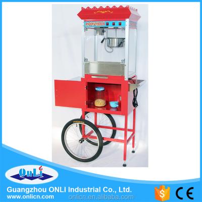 China Popcorn 8 oz kettle automatic electric old-fashioned commercial caramel popcorn machine mobile cart for sale price for sale