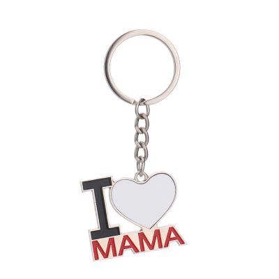 China Qualisub metal personalized high quality sublimation metal key chain blanks mother's day gift I LOVE MOM key chain blanks sublimation for sale