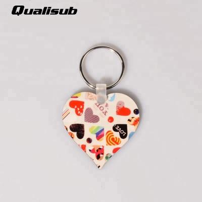 China MDF Factory Price 3mm Heart Shape Sublimation MDF Blank Wood Keychains for sale