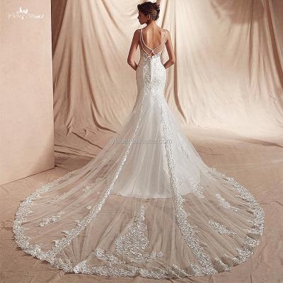 China RSW1449 Long Train Lace Mermaid Wedding Dress Anti-Static Wedding Dresses for sale