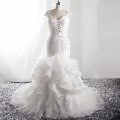 China Anti-static Princess Mermaid Dress Appliques Crystal Ruffles Sweetheart Pleat Wedding Dress LZ413 made in China for sale