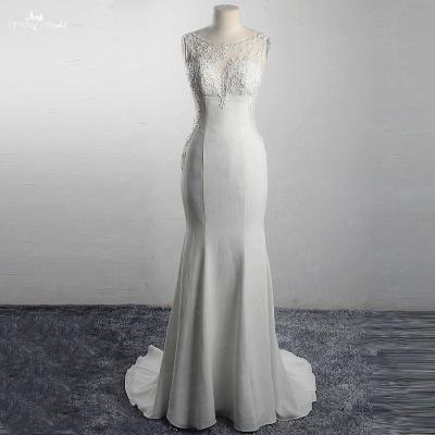 China LZ317 Women's Sexy Illusion Mermaid Dress Anti-Static See Backless Wedding Dress Crystal Appliques Bridal Gown Vestido De Noiva for sale