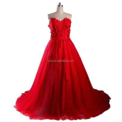 China Sleeveless Elegance Wedding Dresses LZ215 Anti-Static Red Sweetheart Appliques Princess Bridal Gowns Newest for sale