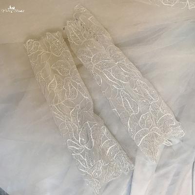 China Real Custom Made RSG26 Fingerless Off the Shoulder Style Detachable Lace Sleeves for Bride Lace Gloves for sale