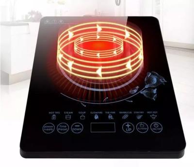 China 2000W Car Kitchen Cooker Child Lock Smart Induction Cooktop Black Glass Ceramic Hob Induction Cooker for sale